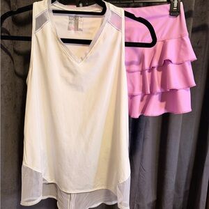 Lucky in Love Pink Tiered Mini Skirt and Matching Tank